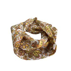 Triple Sheer Floral Loop Circle Scarf Lightweight Rayon Multicolor Boho Vintage